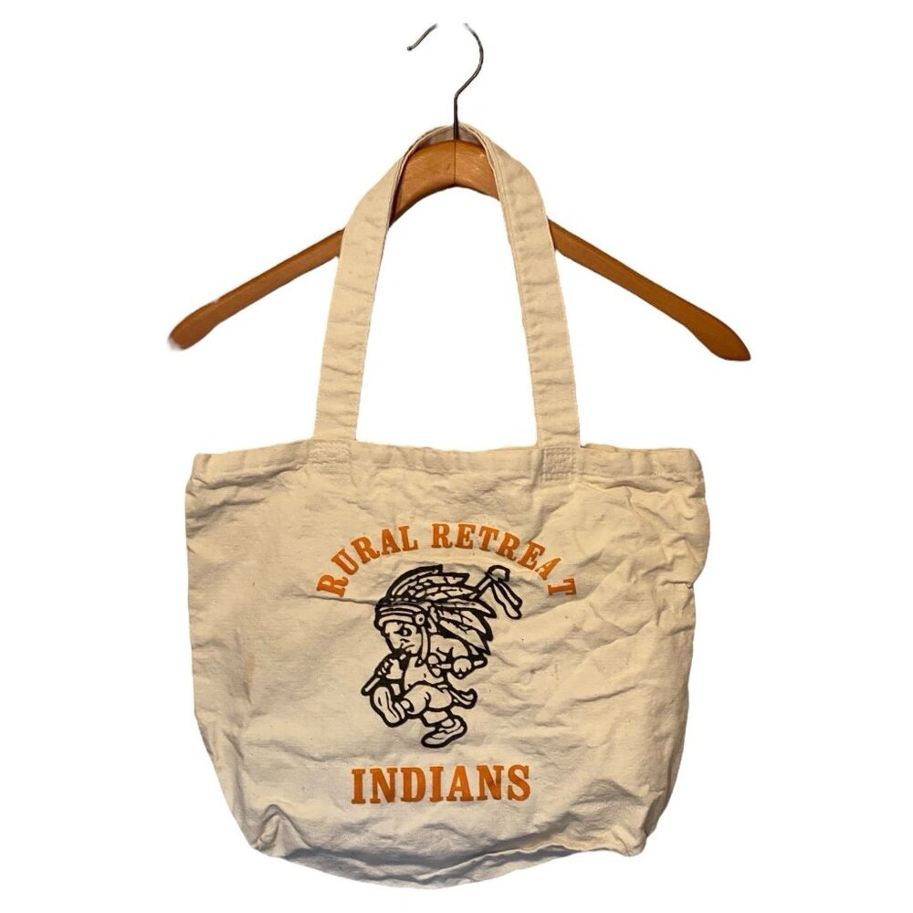 Rural Retreat Indians White Canvas Tote Bag Made in USA 12x11x4 Vintage 90's